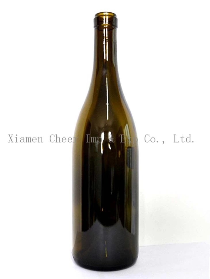Cheap Glass Burgundy Bottle 750ml Antique Green Color (PT750-0127)