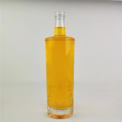 700ml Clear Glass Bottle Engraved Brandy Whiskey Tequila Rum Glass Bottle