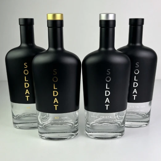 750ML Premium Matte Black Glass Rum Bottle